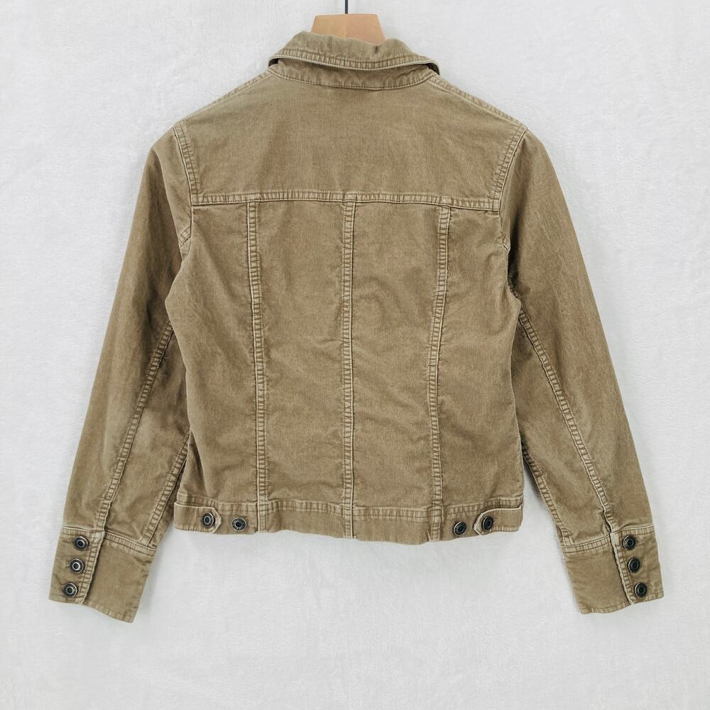 Talbots Petites Corduroy Trucker Jacket Womens Size P (XS) Stretch Full Zip Tan - Picture 8 of 13